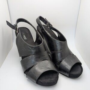 Nine West Black 3.5 inch Sling Back Wedges Size 8